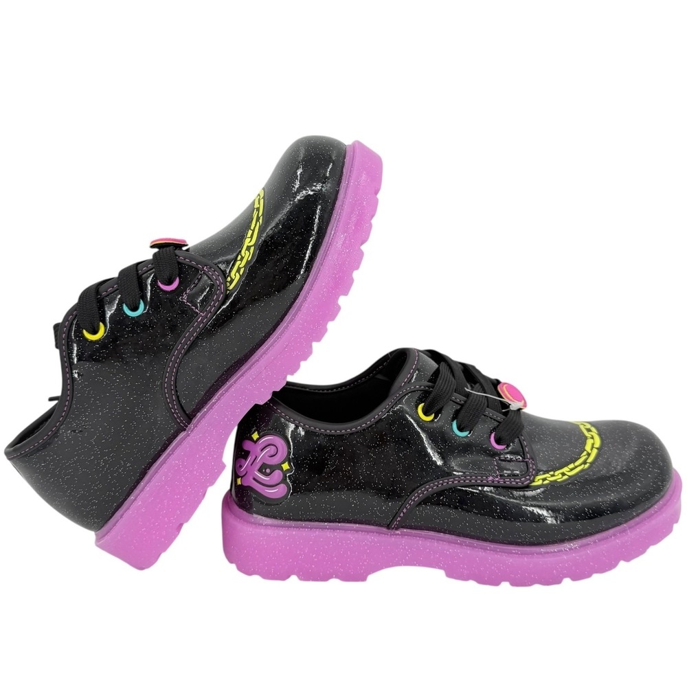 Nickelodeon That Girl Lay Lay Sparkle Glitter Lace-up Black Pink Shoes Sz 3 NWOB